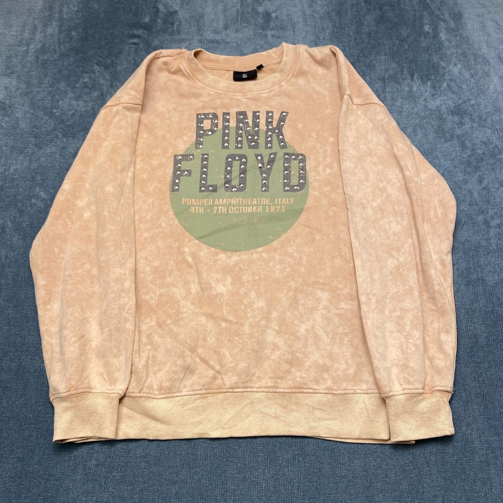 Pink Floyd Pompeii Amphitheatre Sweatshirt Mens XL Beige Fleece Lined Ribbed Hem